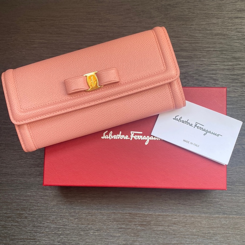 Salvatore Ferragamo Vara leather Continental Wallet, Color: Pink.